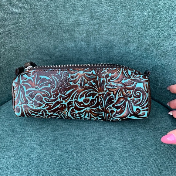 Patricia Nash Brown and Teal Cosmetic Bag - Picture 2 of 8